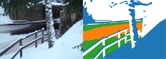 When Ice Breaks service - artificial intelligence recognizes ice and snow in streams of water in photos.